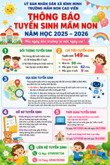 📣📣 TRƯỜNG MẦM NON CAO VIÊN THÔNG BÁO TUYỂN SINH NĂM HỌC 2025 – 2026