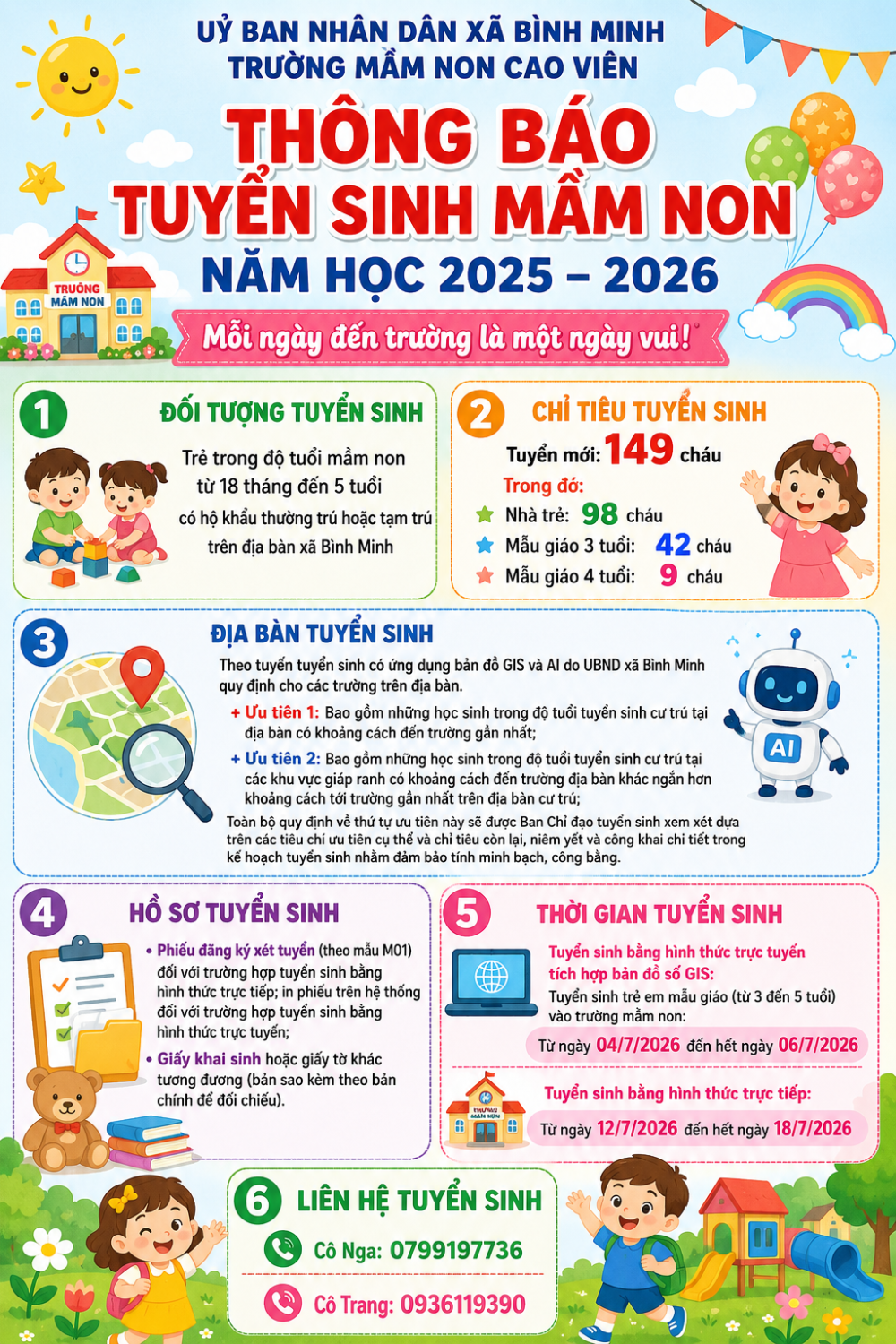 📣📣 TRƯỜNG MẦM NON CAO VIÊN THÔNG BÁO TUYỂN SINH NĂM HỌC 2025 – 2026
